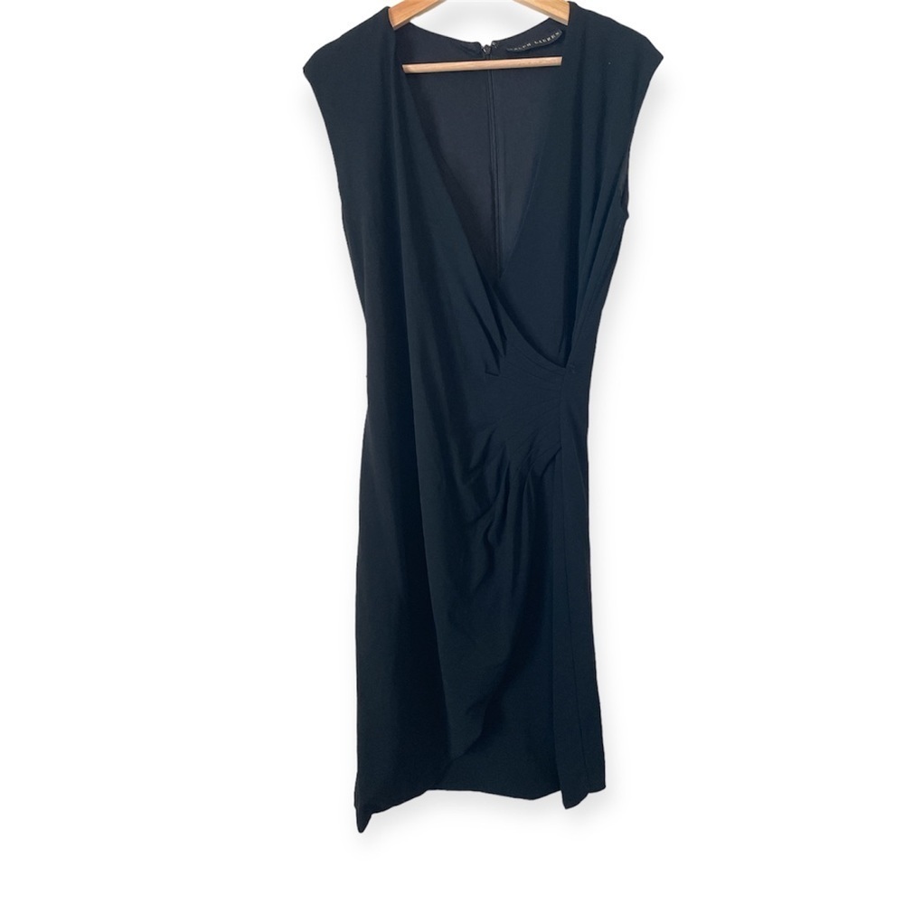 Ralph Lauren Black Label Women’s Faux Wrap V-Neck Knee Length Dress LBD Size 10 - Picture 3 of 7